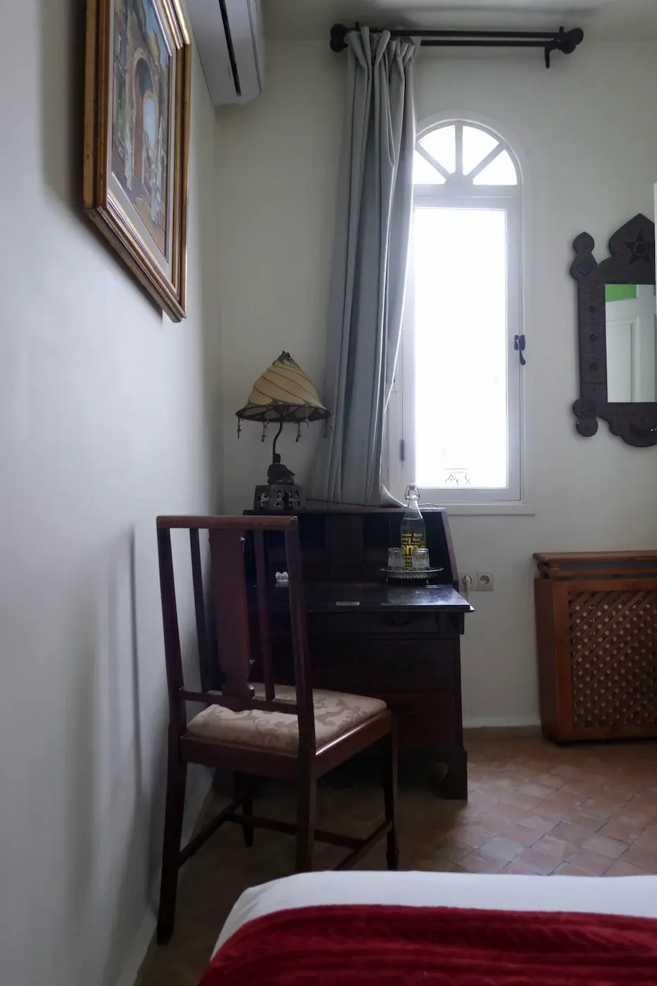 Spacious view of the double room at Kasbah Rose, featuring the bed, desk, interior design, and window