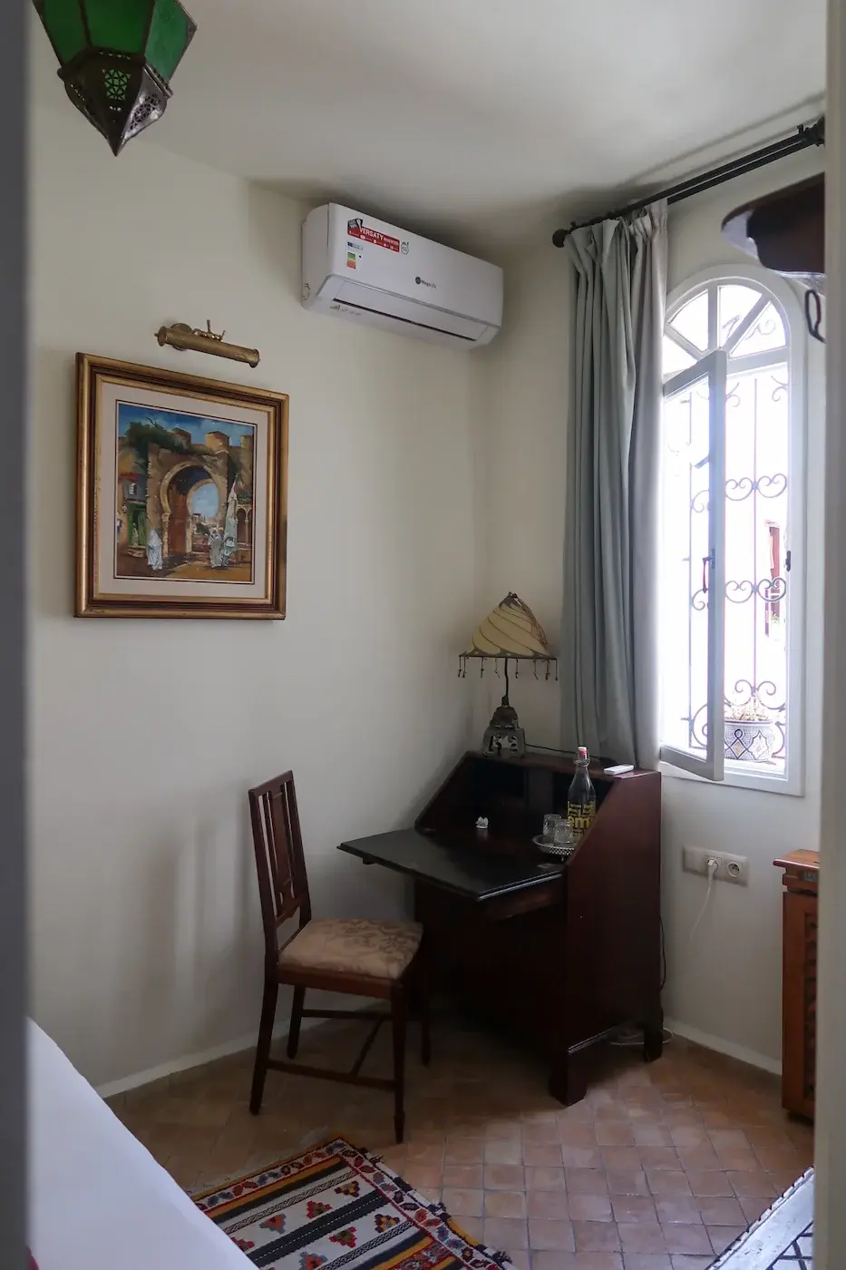 Clear city view from the window of the double room at Kasbah Rose